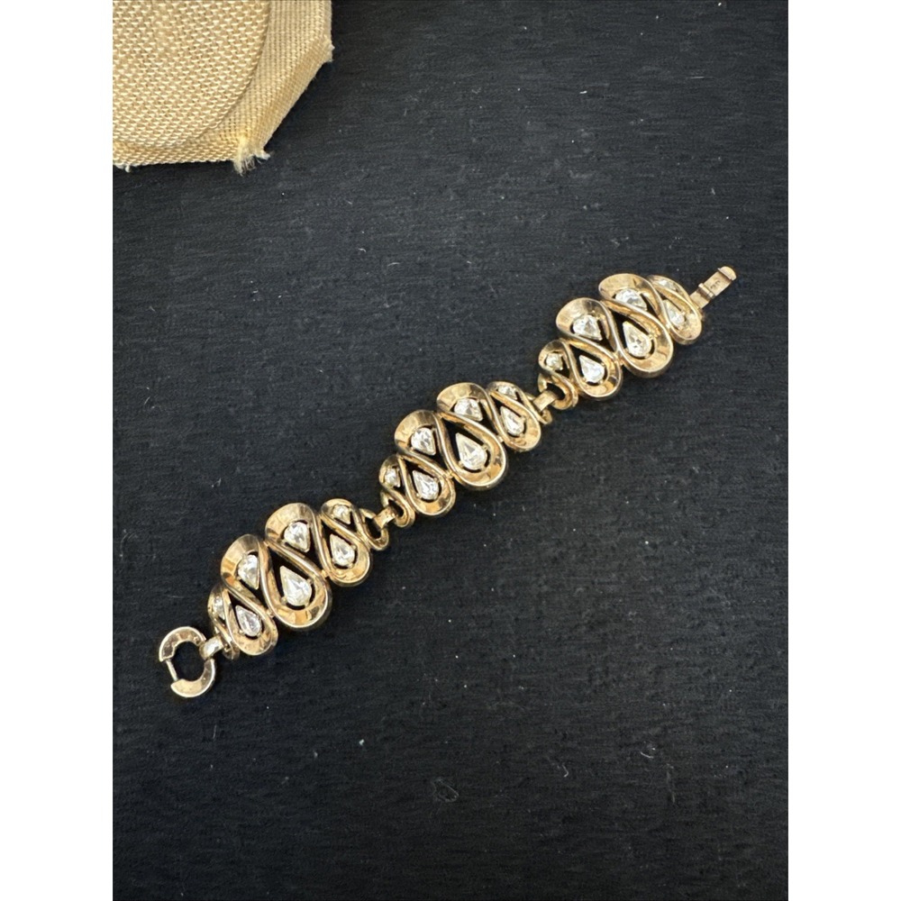 Crown Trifari Alfred Philippe 1950's Rare Hold Tone Panel Bracelet Pat Pending R